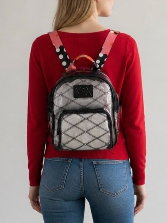 NEW Betsey Johnson Clear XOX Backpack Zip top Adjustable straps NWT main image 12